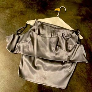 2 piece metallic skirt/ shirt set